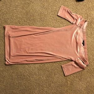Over the shoulder pink velvet dress, size small
